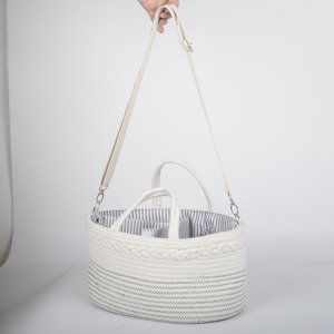 Cesto de mimbre colgante para coche, de <span class=keywords><strong>Ratan</strong></span> cesta de regalo para la colada, cuerda de bebé, cesta tejida <span class=keywords><strong>grande</strong></span> para plantas, mantas, algas marinas - Product Image 5