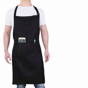 Tablier personnalisé avec logo noir, blanc, rose, tablier de serveur/serveuse en coton pour restaurant, tablier de cuisine pour femme et homme avec poche, idéal pour BBQ et chef - Product Image 5
