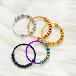 Anillos Giratorios con Cuentas Redondas, Modelos Populares, Anti-Ansiedad, Descompresión, Personalidad Creativa, Anillo para Mujer, Venta al por Mayor de Fábrica - Product Image 3