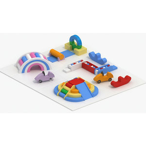 Juego de Juegos Interior de Plástico Colorido para Niños con Coches y Bloques, Juguete Educativo para el Área de Juegos en Casa - Product Image 1