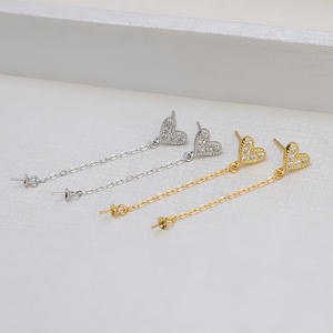 S925 Silver Heart Earring Stand DIY <b>Pearl</b> Accessories 8-11 Peach Heart Earaccessory Empty Stand 5817 Fashion <b>Jewelry</b> <b>Sets</b> - Product Image 4