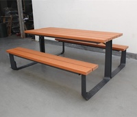 Ensemble de meubles de jardin en bois plastique d'extérieur, table de jardin, table de pique-nique en acier et banc de parc