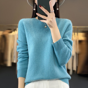 Suéteres de lana de alta calidad para todas las estaciones para mujer, nuevos suéteres de Cachemira de invierno con logotipo frontal, cálidos y amigables con la piel - Product Image 5
