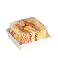 Barquette en papier kraft de qualité alimentaire pour emporter, boîte rectangulaire pour gâteau au chocolat, dessert, avec couvercle en plastique transparent