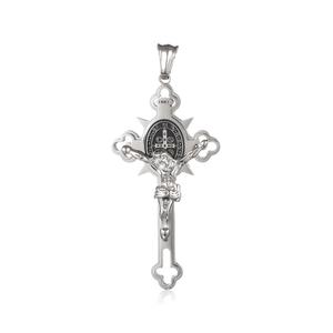 High Quality Stainless Steel Engraved Jesus Religious Charm <b>Necklace</b> Personalized <b>Crucifix</b> Cross Vintage Heart 18K <b>Gold</b> Unisex - Product Image 1