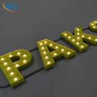 Lettres lumineuses LED personnalisées en acier inoxydable, enseigne vintage 3D illuminée