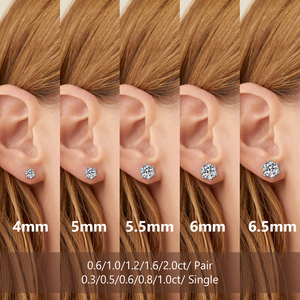 Grandes boucles d'oreilles Moissanite GRA certificat femmes bijoux de mode 6mm diamant 925 argent Sterling VVS Moissanite boucles d'oreilles hommes - Product Image 4