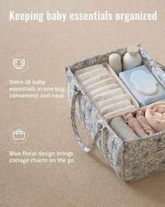 Organizador de Pañales con Asa, Cesta de Regalo para Bebé, Organizador de Pañales Floral, Bolsa de Almacenamiento para Guardería - Product Image 6