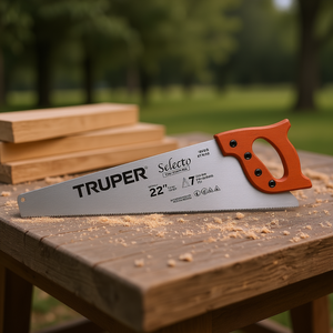Scie à main Truper Selecto de 22 pouces avec lame fixe de 7 TPI, acier à haute teneur en carbone, coupe du bois, qualité industrielle, 550 mm, manche en bois - Product Image 2