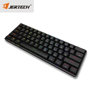 Jertech-teclado ergonómico JK530 para ordenador, Interruptores lineales de colores, blanco y negro, inalámbrico, mecánico, para videojuegos, 60%