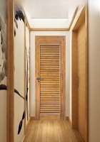 Porte pliante en bois massif de style japonais avec stores, porte coulissante de balcon, porte de séparation de salon, porte à persiennes mobiles en teck