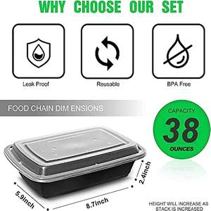 Sturdy Biodegradable Microwave Disposable Thermoformed PP 8x8 Inch 3 Compartment <b>Food</b> Grade Meal Prep Container Bento Lunch <b>Box</b> - Product Image 4