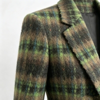 Tissu vintage en laine mélangée à carreaux, 20% laine, 80% polyester, 720 g/m², matière tweed tissée moelleuse pour manteau d'hiver pour femme