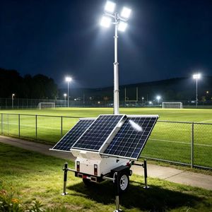 เสาไฟพลังงานแสงอาทิตย์ 4*100W หลอดไฟ LED เสาปรับระดับได้ 9 เมตร IP67 แบตเตอรี่ลิเธียม โมโนคริสตัลไลน์ ธีมสวน - Product Image 3