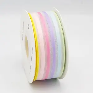 Bán Buôn Hoa Gói Ruy Băng Organza Màu Gradient Sọc Ribbon Bánh Trang Trí Món Quà Ribbon Cuộn