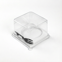 Boîte de présentation de pâtisserie en plastique transparente pour gâteau mousse en PET jetable personnalisée, emballage alimentaire transparent pour dessert