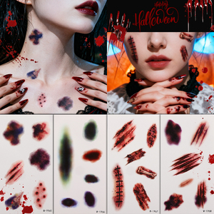 Autocollant de tatouage temporaire réaliste pour Halloween : égratignures, blessures, trous de balles, maquillage SFX, cosplay, imperméable, art corporel - Product Image 2