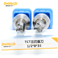 BoMeiJK TCT 3 Flute Straight Slotting Cutter AlTin Tungsten Carbide Router Bit untuk Pemotongan Alur Kayu OEM/ODM Tersedia