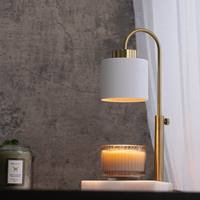 Lampe chauffe-cire électrique pour bougies en pot, avec abat-jour métallique à intensité variable, en marbre blanc, pour chambre à coucher
