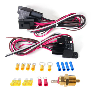 Dual Electric Cooling Fan Wiring Harness Kit 12V 40A Relay With <b>Thermostat</b> For <b>Radiator</b> Fan Upgrade - Product Image 2