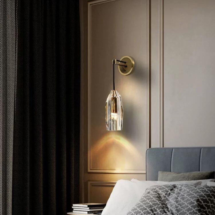 Modern Bedside Wall Lamps Light Gold Color Crystal Glass Hardware ...