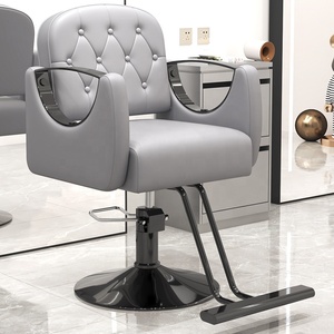 Fauteuil de barbier noir capitonné, chaise de salon hydraulique pivotante à 360 degrés, réglable en hauteur avec repose-pieds - Product Image 4