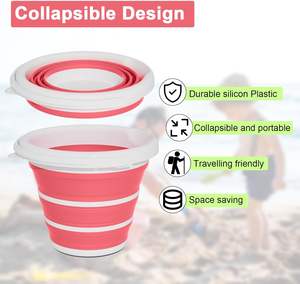 Cubo Plegable de 3L~10L, Portátil, de Silicona y Plástico, para Uso Doméstico, Exterior, Lavado de Autos, Pesca - Product Image 2