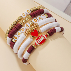Pulseras de Moda con Cuentas de Arcilla Polimérica, Joyería con Cuentas de Letras, Regalo Unisex, Diseño Deportivo para Días de Partido - Product Image 2