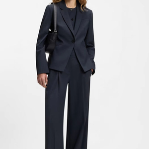 Trajes y Blazers de Mujer en Azul Marino Oscuro, Cuello de Solapa con Muescas, Corte Entallado, Mezcla de Lana Premium, Ropa de Trabajo para Oficina - Product Image 2