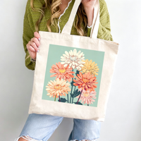 Tas Tote Katun Bunga Bulan Kelahiran yang Dipersonalisasi, Penutup Ritsleting, Desain Permen, Vintage, untuk Wanita, Ibu, Pesta Pernikahan, Sahabat Terbaik, Ulang Tahun