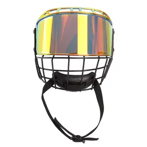 Revo-Casque de hockey sur glace senior en polycarbonate rouge et acier A3, écran facial complet, prêt à être expédié