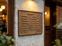Plaque personnalisée en laiton massif oxydé, panneau en bronze patiné vieilli avec lettres 3D en relief pour villa de luxe et hôtel de charme
