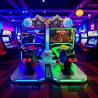Qianmei M012-2 Double Flamme 3D Arcade Racing Games 2-Player Coin Operated Motorcycle Driving Video Game Machine Metal