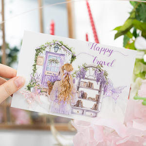 20 autocollants par paquet jeune fille à l'extérieur du rebord de fenêtre série fille lumière Vintage décoratif manuel matériel - Product Image 4