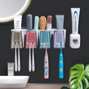 <span class=keywords><strong>Set</strong></span> da <span class=keywords><strong>Bagno</strong></span> Multifunzionale a Due Pezzi: Portaspazzolini da Parete in <span class=keywords><strong>Plastica</strong></span> e Dispenser per Dentifricio - Product Image 2