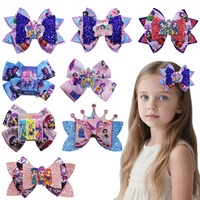 Barrettes à cheveux en gros-grain Sacarla K-Pop Girl Group pour filles, imprimées de dessins animés, avec paillettes, accessoires pour cheveux pour cosplay et fêtes