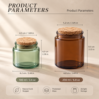Ventes en gros de mini pots à bougies en verre transparent avec couvercles en liège pour la fabrication de bougies, cadeaux de mariage, logo personnalisé