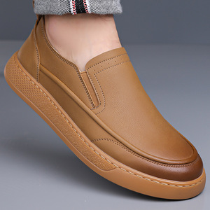 Mocasines sin cordones para hombre, color amarillo-marrón, zapatos casuales de color sólido para el tiempo libre, hechos en Wenzhou. - Product Image 3