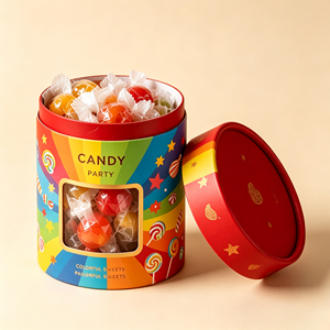 Tube en papier imprimé personnalisé coloré avec fenêtre transparente, boîte cylindrique de qualité alimentaire pour bonbons, emballage cadeau pour bonbons sucrés - Product Image 3
