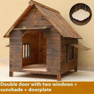כפתור סגירה מעץ מלא ידידותי לסביבה ארבע עונות/חיצוני חתול קן כלבים קן בית כלב נוסף שטח גדול הגנה מפני גשם - Product Image 2