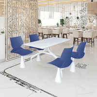 Cafétéria scolaire Table à manger contemporaine Chaise Combinaison Mobilier de restaurant Usage commercial 4 personnes Dessus en faux marbre