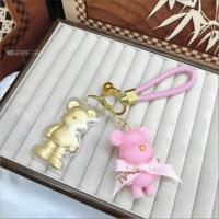 Porte-clés Ours Plaqué Or Tendance, Breloque de Sac Poupée Dessin Animé, Accessoires de Téléphone Portable en Gros - Vente Chaude