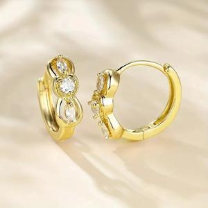 Dreams Of Love Gold Huggie Earrings Heart Cut Zircon Claw Setting Women's <b>Romantic</b> Fashion Jewelry E2924 - Product Image 4