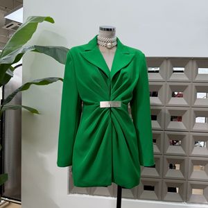 Trendige V-Ausschnitt Gelbe Damenmäntel Schlanke Hochwertige Arbeitsblazer - Product Image 3