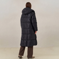 Manteau long en duvet d'oie noir pour femme, veste matelassée à capuche, manches longues, vêtements d'extérieur pour temps froid, taille personnalisée
