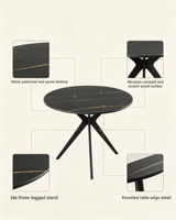 Table à manger ronde élégante en marbre avec piétement, style moderne pour salon, hôtel, chambre à coucher, usage domestique