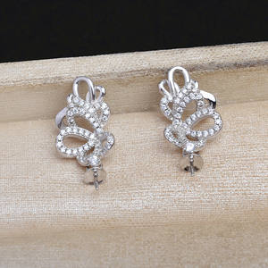 Support de boucles d'oreilles Wenchi S925 en argent, grande goutte d'eau, 3 mm, accessoire DIY, bijoux de perles, tendance, semi-finis, Chine - Product Image 2