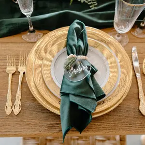 Personalize Reciclado pano veludo guardanapos para restaurante Wedding Party Dining