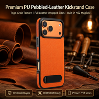Étui de téléphone en cuir pleine fleur Togo Grain pour iPhone 17 18, coque antichoc noir orange