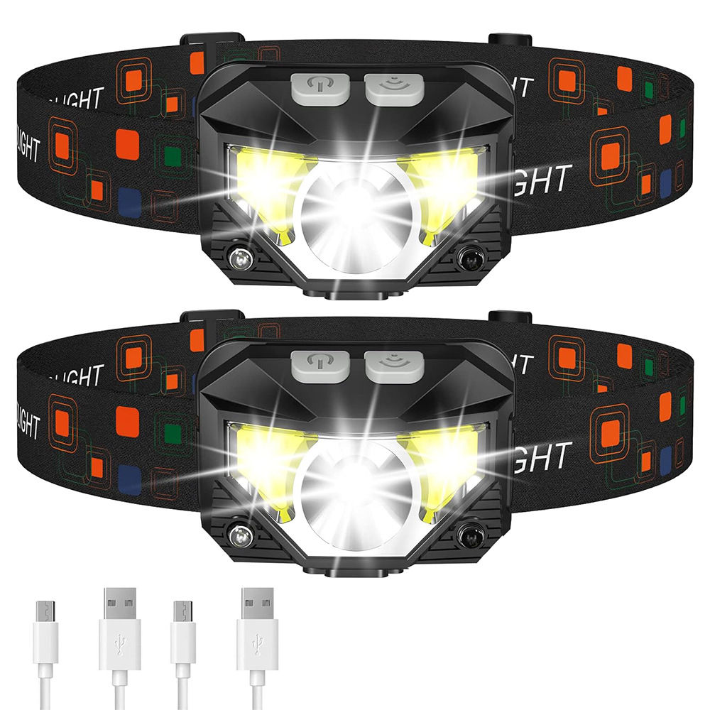 Lampe frontale à capteur à bande noire LED - paquet de 2